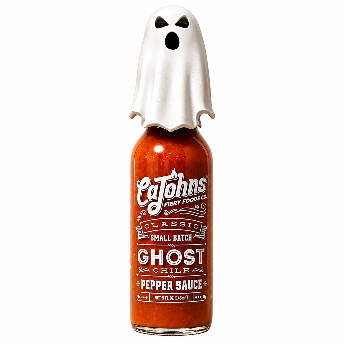 CaJohns Classic Small Batch Ghost Chile Pepper Sauce w/ 3D Ghost Topper