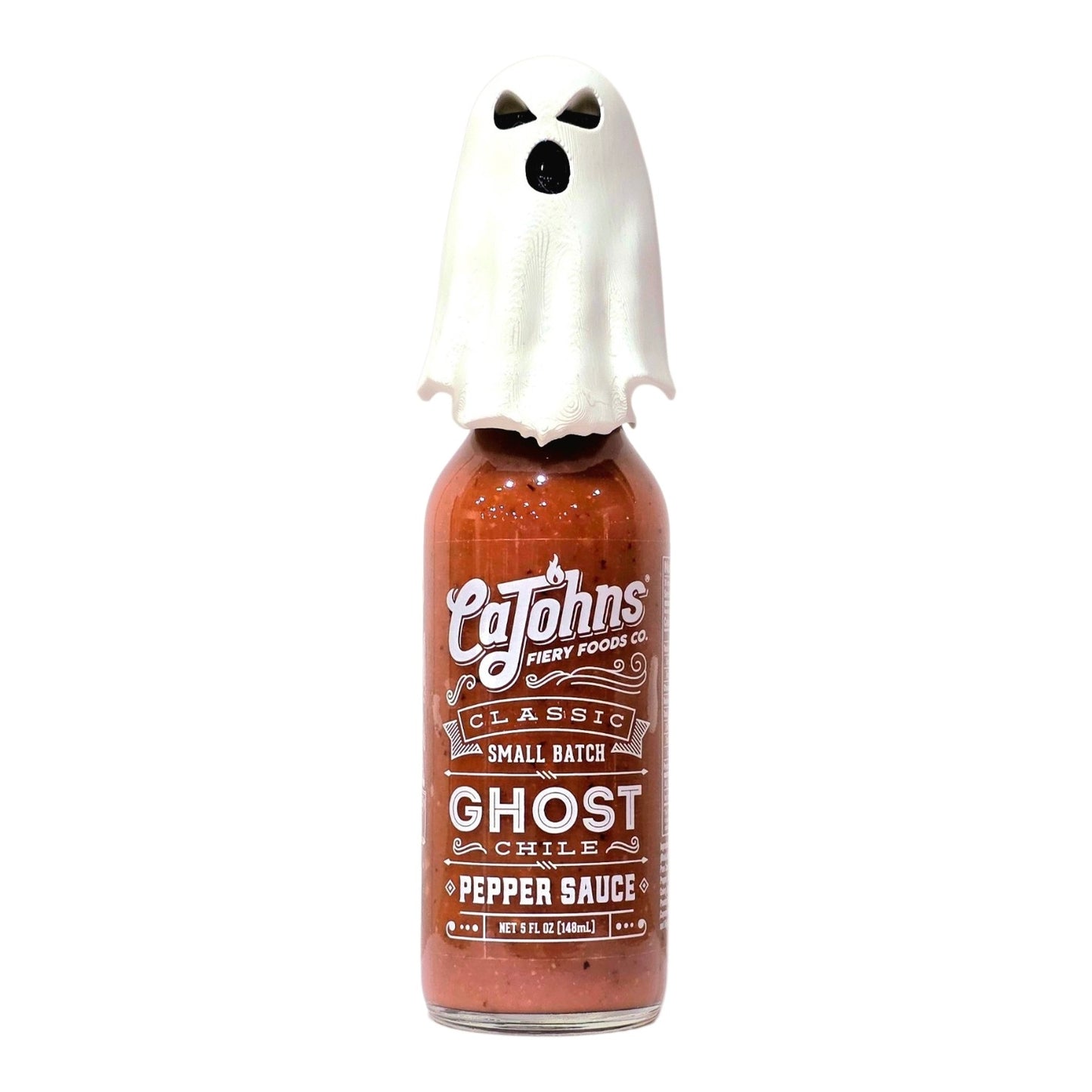 CaJohns Classic Small Batch Ghost Chile Pepper Sauce w/ 3D Ghost Topper